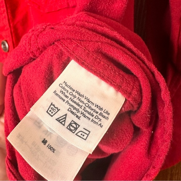 Eddie Bauer Flannel Shirt Mens S Long Sleeve Button Down Outdoor 100% Cotton Red - Picture 6 of 9